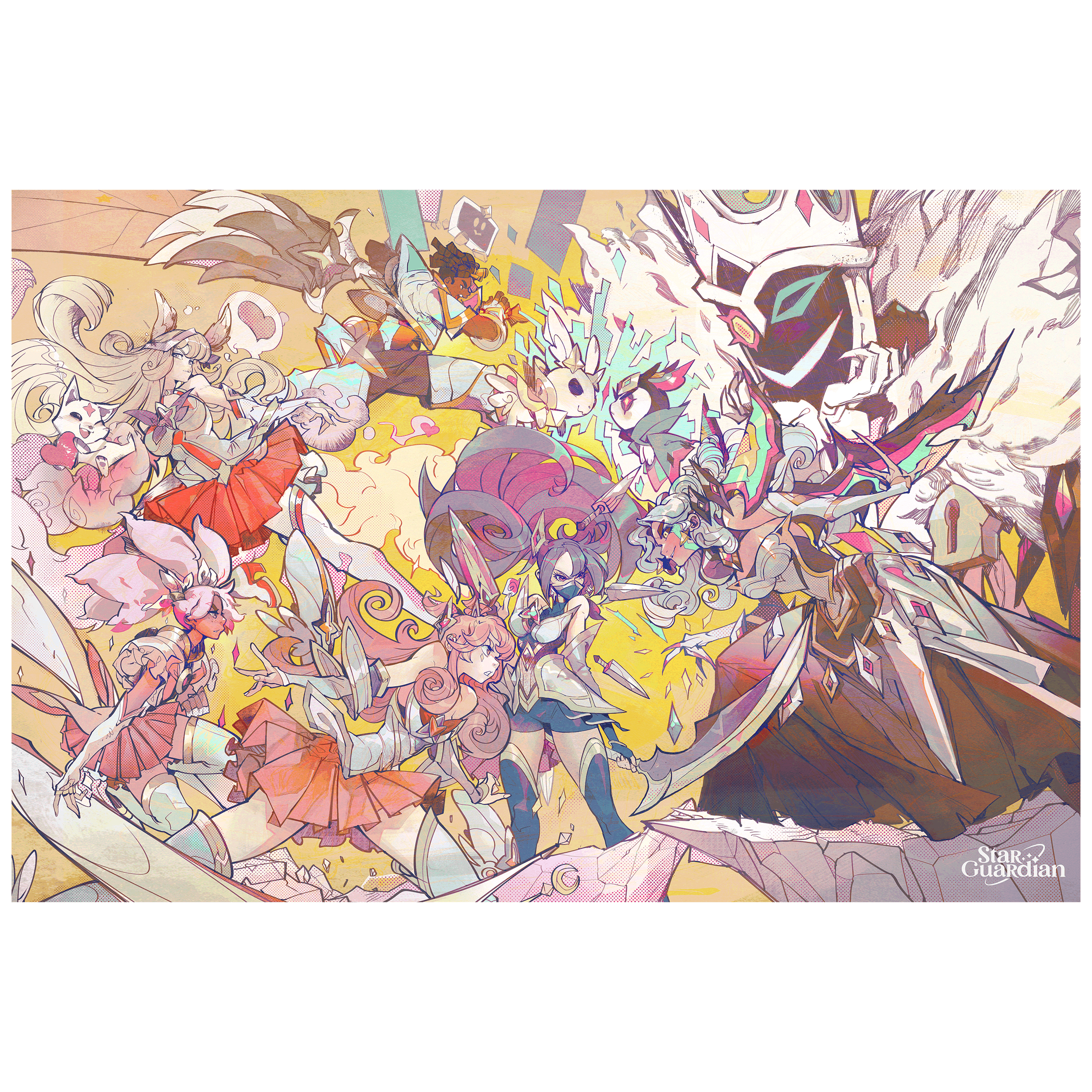Poster in stile manga della battaglia di gruppo Guardiani Stellari 2022